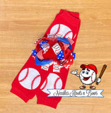 Baseball hair bow and leg warmer set.