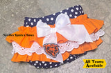 Girls Chicago Bears ruffled bloomers. Baby toddler NFL bloomers.