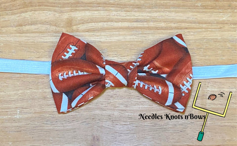 Football print pre tied bow tie on an adjustable strap