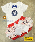 Girls New York Yankee's game day baseball outfit for babies and toddlers.