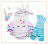 Girls Unicorn 1st Birthday Outfit, Unicorn Romper