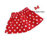 Red polka dot Minnie Mouse inspired skirt for baby girls and toddlers.
