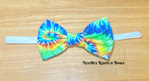 Tie Dye pre tied bow tie on an adjustable strap.