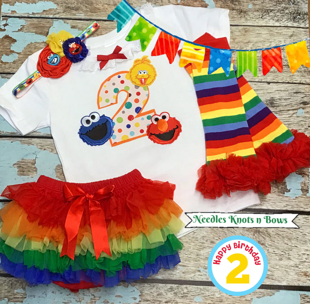 Girls Sesame Street Birthday Outfit, Cake Smash Outfit Size 3 / Bday Top & Headband Girls Sesame Street Birthday Outfit, Cake Smash Outfit Size 3 / Bday Top & Headband