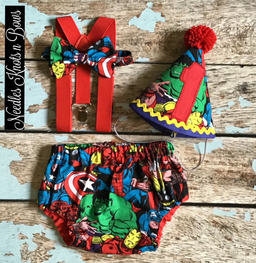 Boys Avengers Cake Smash Outfit, 1st Birthday Outfit