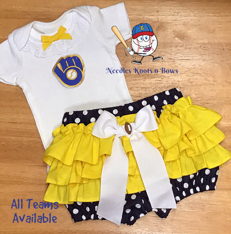 Girls Milwaukee Brewers Game Day Baseball Outfit