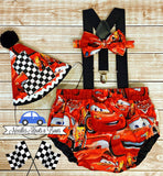 Boys Cars cake smash outfit.
