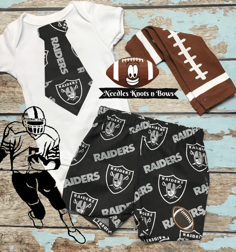 Boys Las Vegas Raiders Outfit Baby Boys Toddlers Game Day Football O Needles Knots n Bows