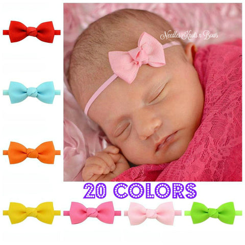 20 - 2 inch baby bow headbands.  Baby shower gift girl.