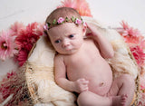 Baby girls braided pink flower vine headband