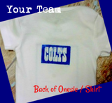 This shows the back of the boys NFL onesie / shirt