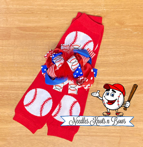 Girls Baseball accessory set, Baseball leg warmer headband set,