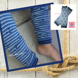 Blue and white striped anchor leg warmers, Baby, toddler nautical leg warmers,