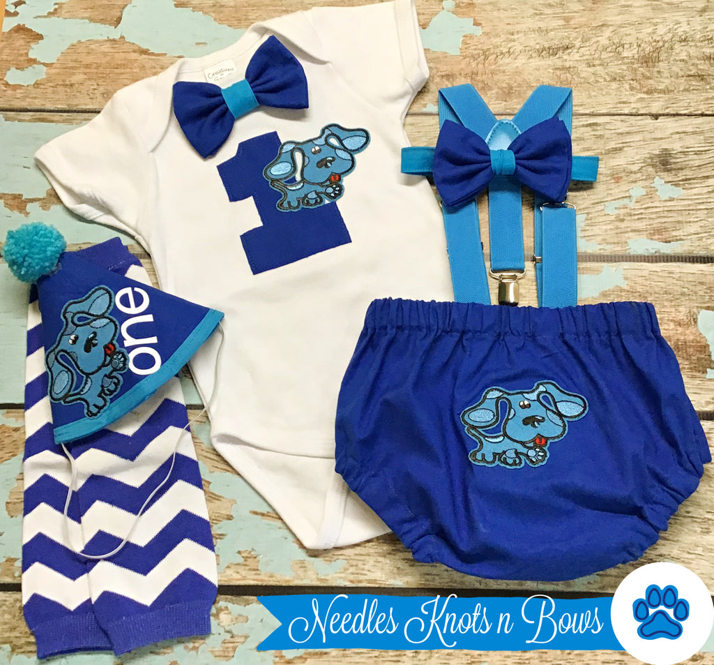 Boys 1st Birthday Outfit, Boys Blue's Clues Cake Smash Outfit Boys 1st Birthday Outfit, Boys Blue's Clues Cake Smash Outfit