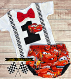 Boys Disney's Cars 1st Birthday Outfit. Lightning McQueen Birthday Outfit