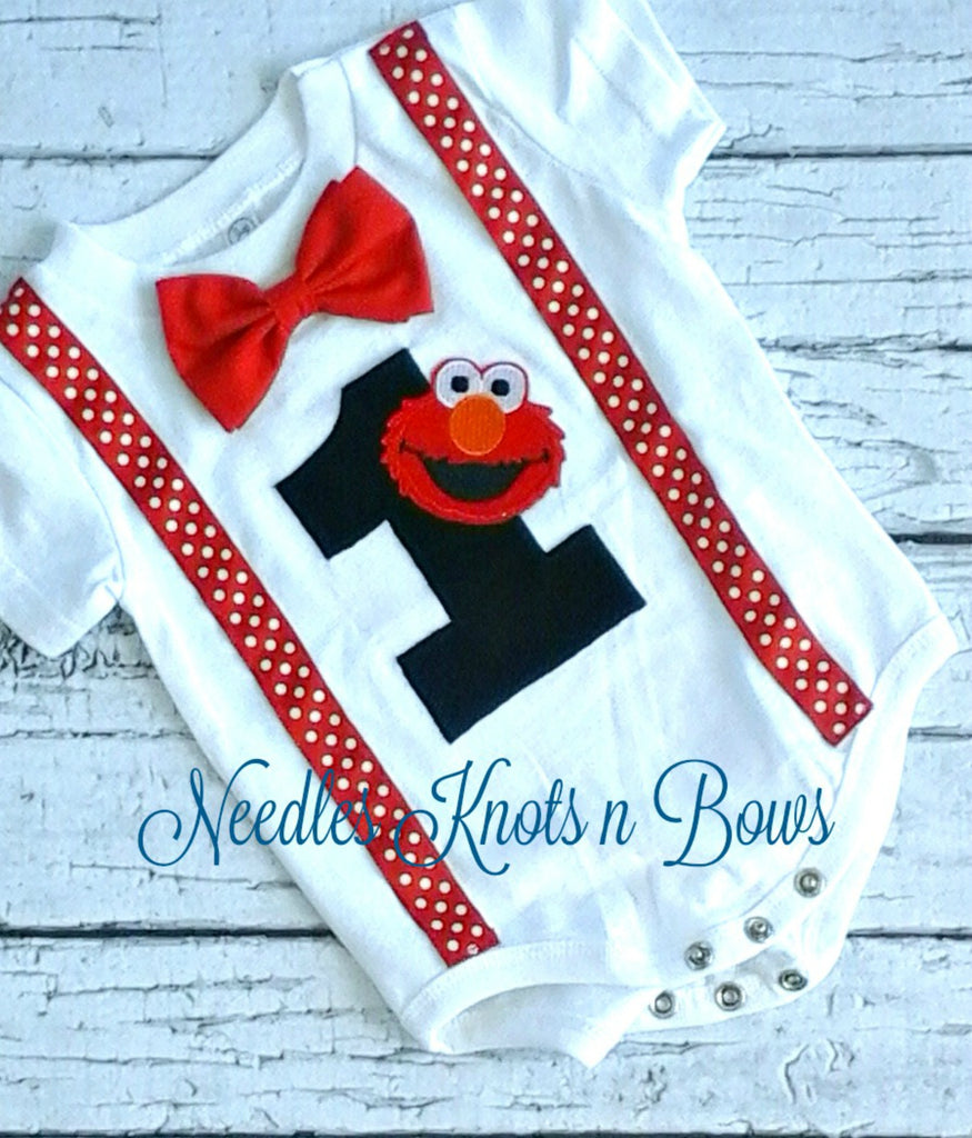 Boys Elmo Cake Smash Outfit, Elmo 1st Birthday Outfit Boys