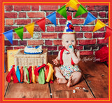 Boys Cake Smash Outfit in an Elmo theme. Cake Smash outfits are for boys 1st birthday photo shoots. Photo prop outfit