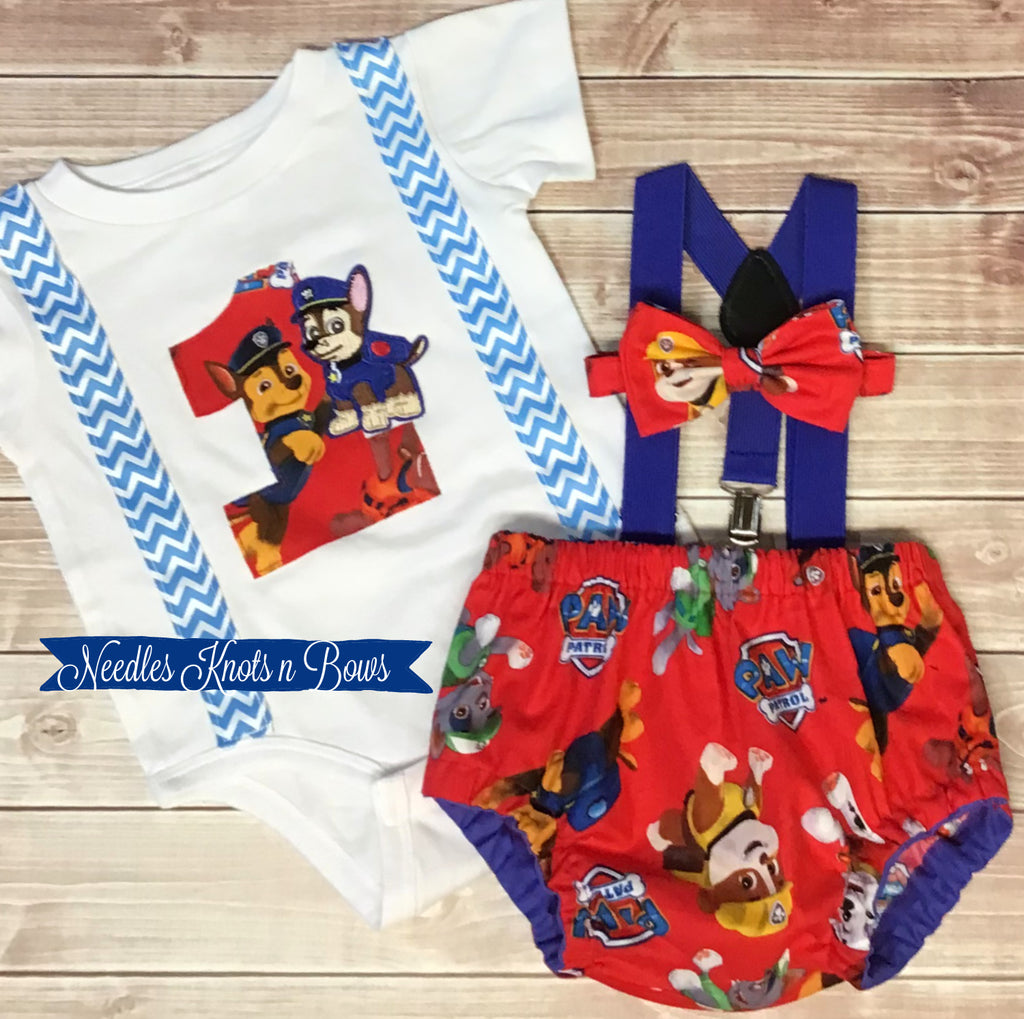 Boys Paw Patrol Cake Smash Outfit - 1st Birthday Outfit Needles Knots n Bows Boys Paw Patrol Cake Smash Outfit - 1st Birthday Outfit Needles Knots n Bows