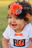 Cincinnati Bengals Game Day Football Headband.  NFL Bengals shabby chic headband in all sizes