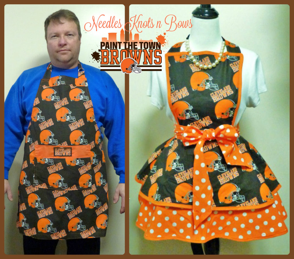 Cleveland Browns Apron, Women's Flirty Football Apron, Aprons – Needles  Knots n Bows