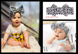 Baby girls, toddler mini cow print bow turban headband