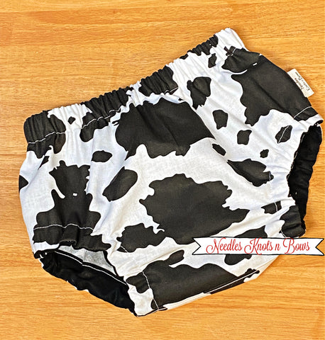 Baby, toddler cow print diaper cover.  Western, Cowboy baby bottoms.