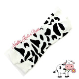 Cow print leg warmers.  Baby toddler leg warmers