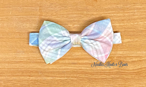 Pastel Plaid Easter Bow Tie in all sizes.