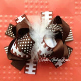 Layered football hair bow