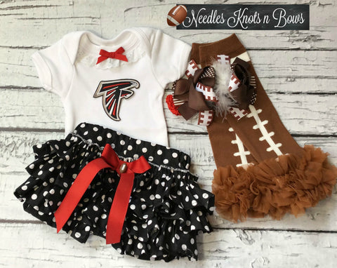 Atlanta Falcons baby girls and toddlers game day football outfit. 