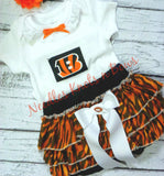 Baby Girls Cincinnati Bengals Game Day Outfit.  Baby football outfit girls.