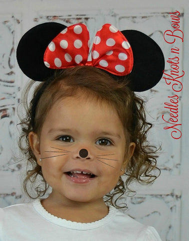 Girls Minnie Mouse Ears, Red or Pink Bow Minnie Mouse Ears Headband, Minnie Mouse Birthday