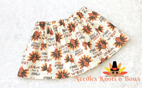 Girls Thanksgiving turkey skirt.   Infants, baby, toddler skirt.