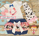 Baby girls and toddlers western cowgirl outfit. Girls western birthday outfit. Pageant outfit