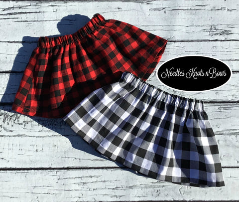 Baby toddler buffalo plaid skirt