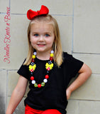 Girls Minnie Mouse Inspired Chunky Bead Bubble Gum Necklace
