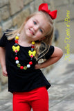 Girls Minnie Mouse Inspired Chunky Bead Bubble Gum Necklace