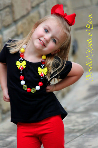 Girls Minnie Mouse Inspired Chunky Bead Bubble Gum Necklace