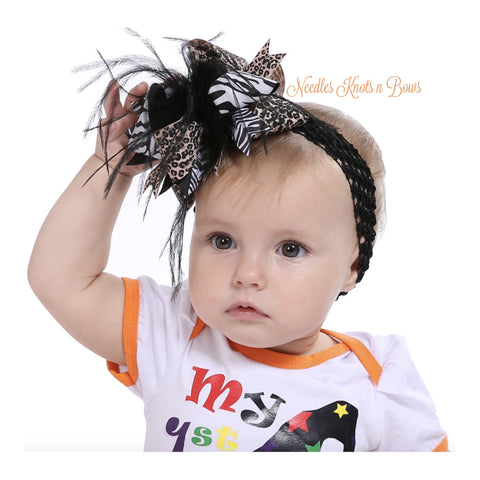 Over the top animal print hair bow