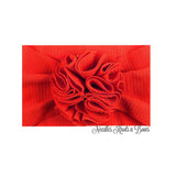 Baby girls red messy bow headband.