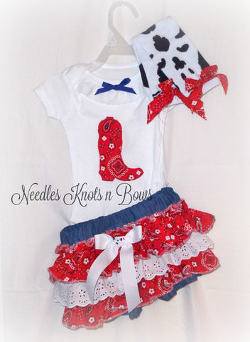 Girls Western Cowgirl 1st Birthday - Cake Smash Outfit