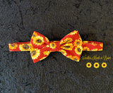 Fall, Harvest Sunflower print pretied bow tie.