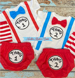 Twin boys Thing 1 and thing 2 Outfits.  Twin baby boys outfits