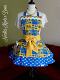 Womens flirty UCLA Bruins Apron. NCAA Apron with pocket. Aprons