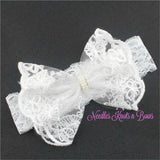Baby girls pearl embellished white lace headband