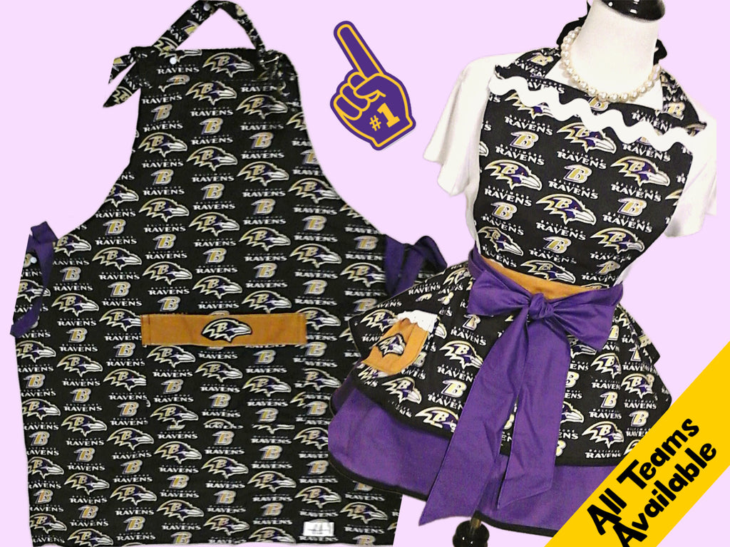 Baltimore Ravens Womens Flirty Aprons – Needles Knots n Bows