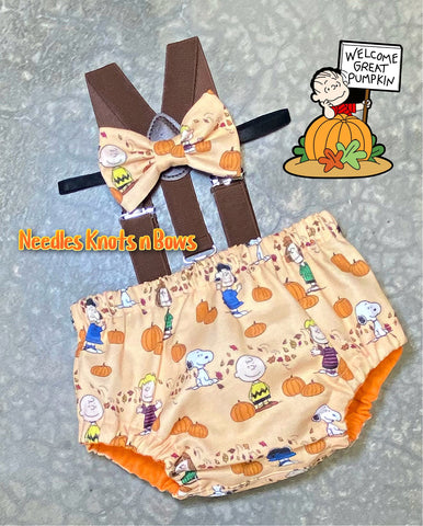 Boys Charlie Brown Pumpkin Cake Smash Outfit