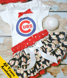 Chicago Cubs game day baseball outfit for baby girls and toddlers. 