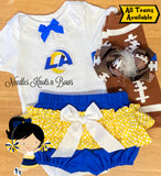 Girls Los Angeles Rams game day football outfit.