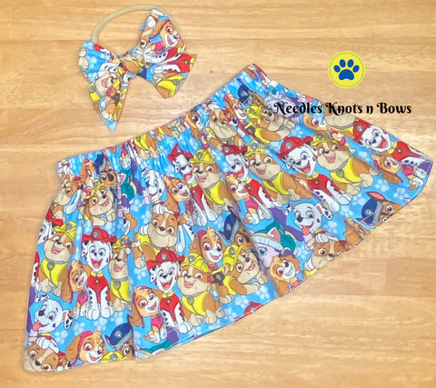 Baby girls and toddlers blue Paw Patrol skirt. 